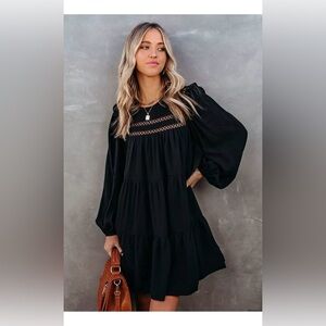 Free the Roses Black Mini Dress